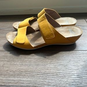 Dansko yellow dress sandal with orthotic insole